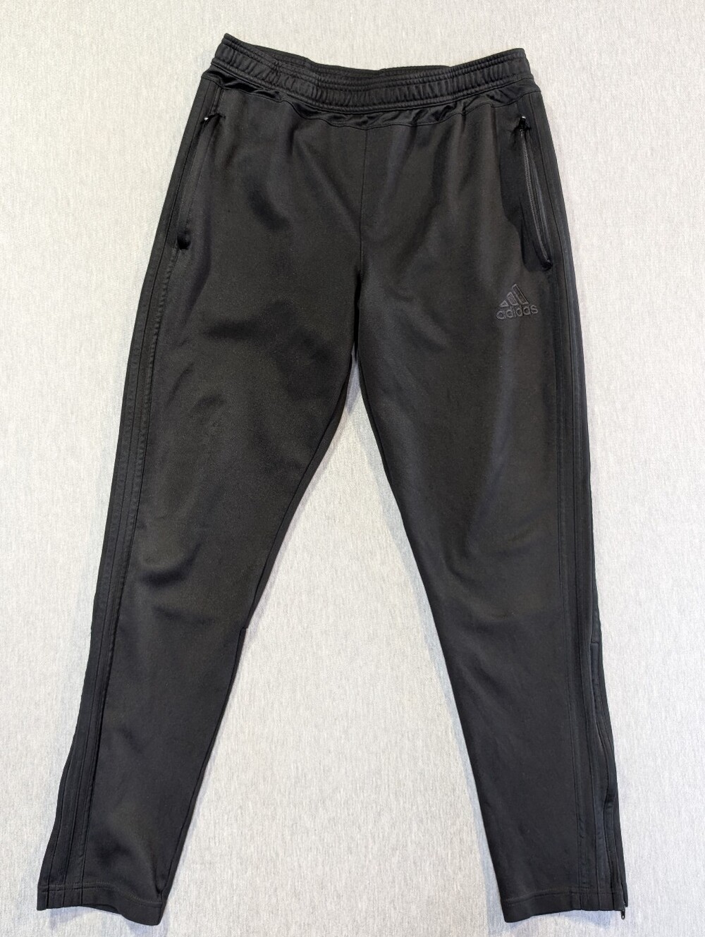 Adidas All Black Climacool Slim Pants Large 3 Stripe